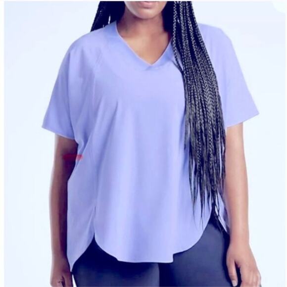 Athleta Women's Zephyr V-neck Tee Periwinkle Size 1X - Picture 1 of 8